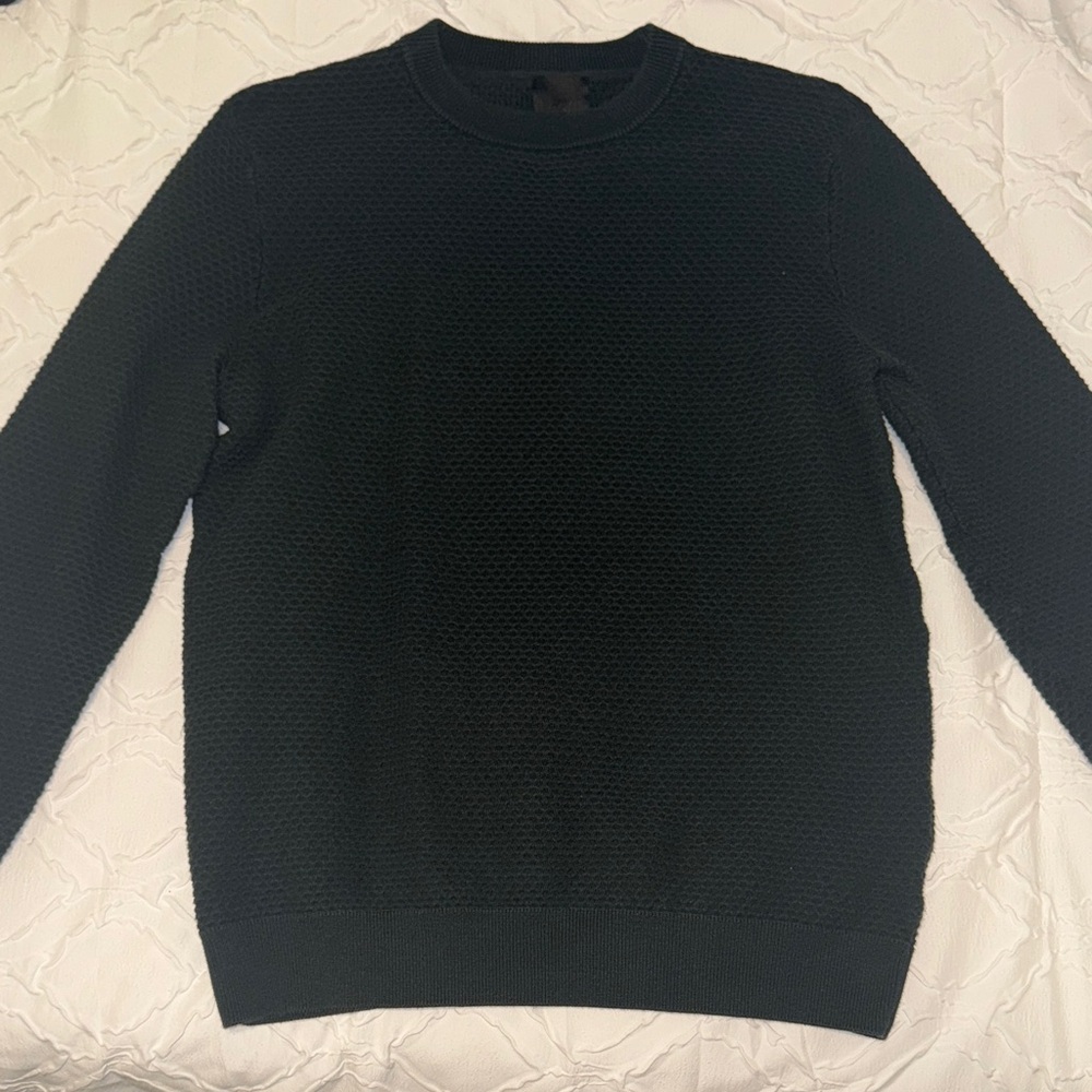 H&M Men's Textured Green Crewneck Sweater
